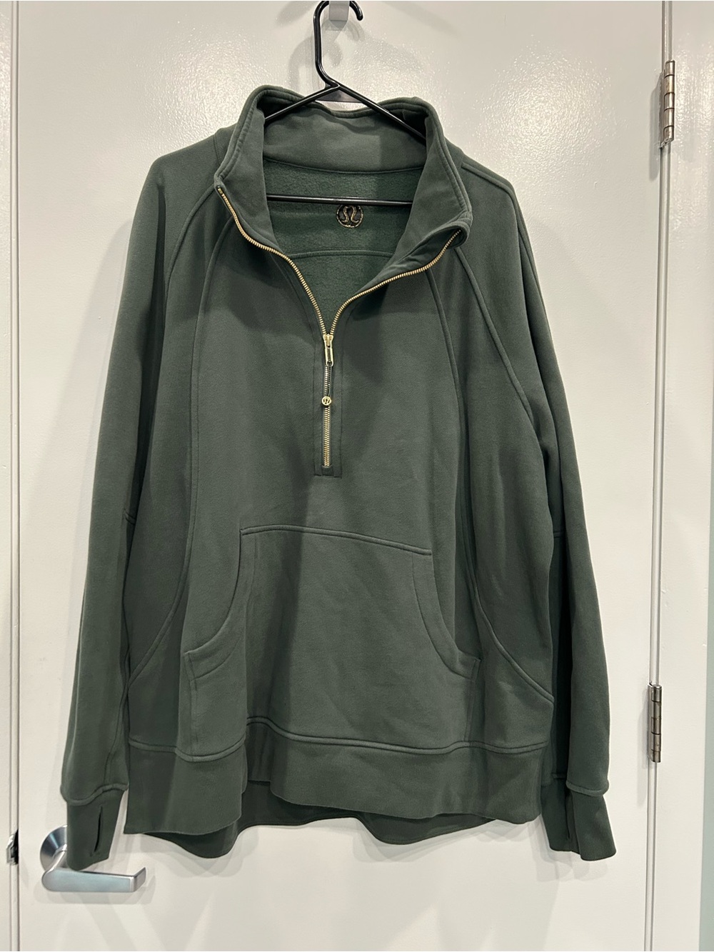 Lululemon Scuba Oversized Funnel Neck Half Zip Women's XL/XXL Olive Green Shirt